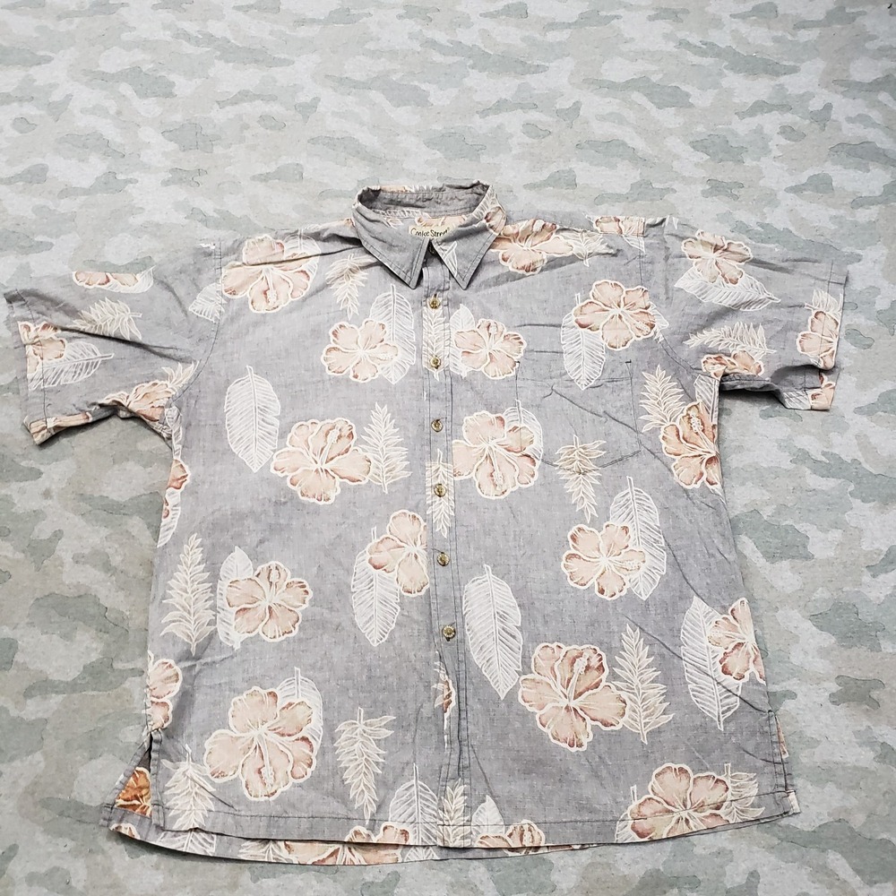Cooke Street Shirt Mens XL Gray Pockets Short Sleeve Button-Up Inside Out